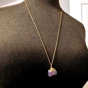 Lavender Gold and Quartz Necklace